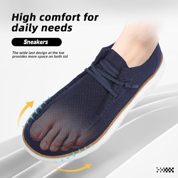 Men\'s Dark Blue Loafers Shoes Casual Mesh Walking Boat Shoes Dress Sneakers